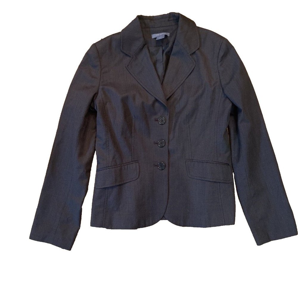 Ann Taylor Dark Brown Button Blazer Jacket Woman Size 2 Work professional